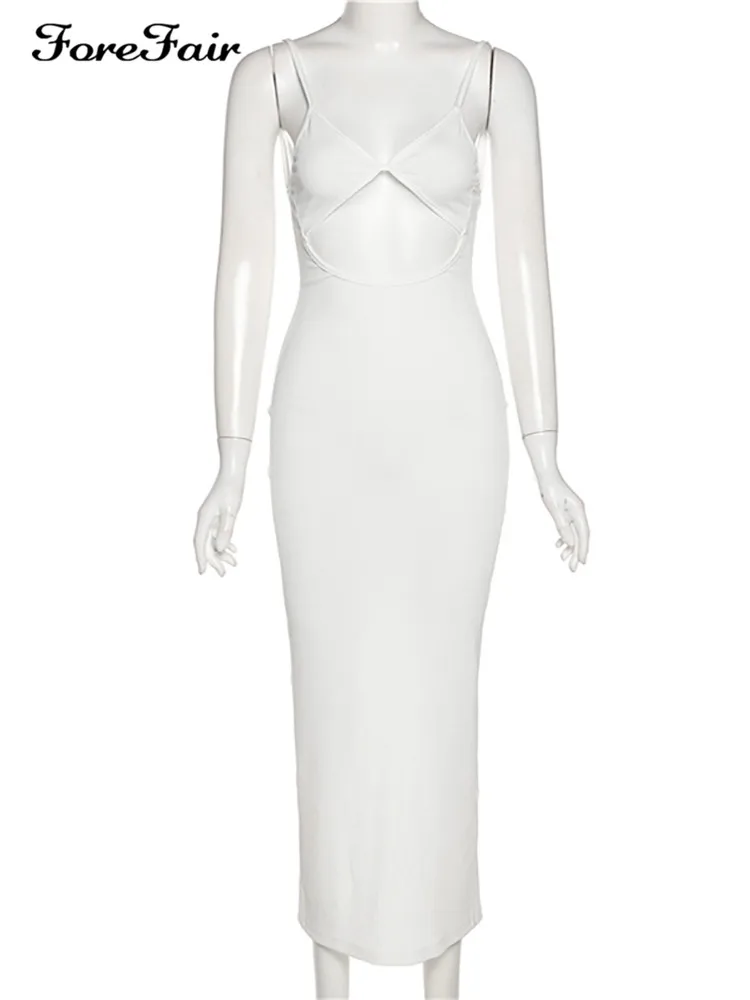 Forefair 2022 летнее вечернее платье с вырезами облегающее открытой спиной Y2K на