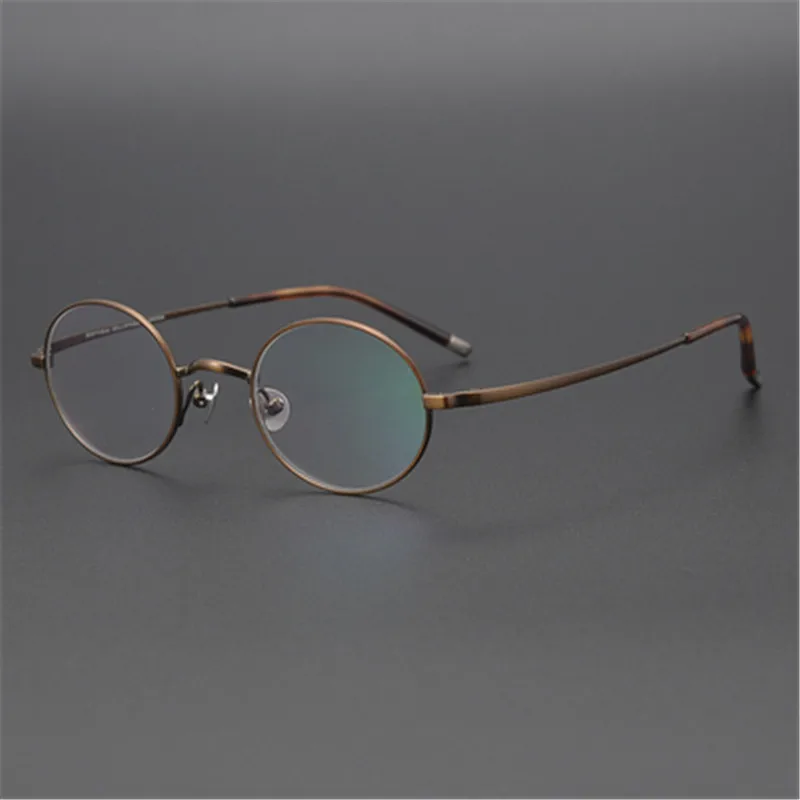 Zerosun Small Round Gold Titanium Eyeglasses Frame Male Women Bronze Myopia Glasses -150 200 250 300 350 High Sphere Spectacles