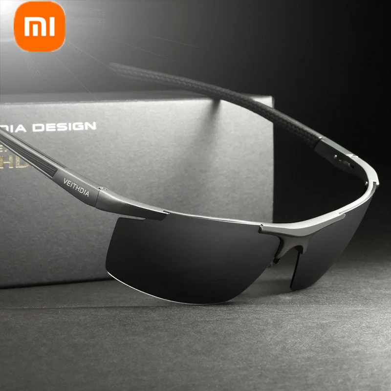 

Xiaomi Men's Sunglasses Anti-UV400 Driving Travel Square Aluminum Magnesium Alloy Half Frame Polarizer cycling glasses 6588