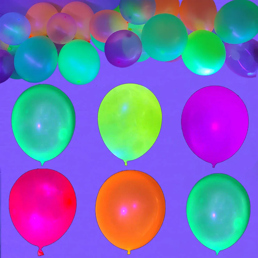 

30 шт. УФ неоновые светящиеся латексные воздушные шары, черные светящиеся фотолампы, флуоресцентные гелиевые шары 80-90-х годов, украшение на день рождения