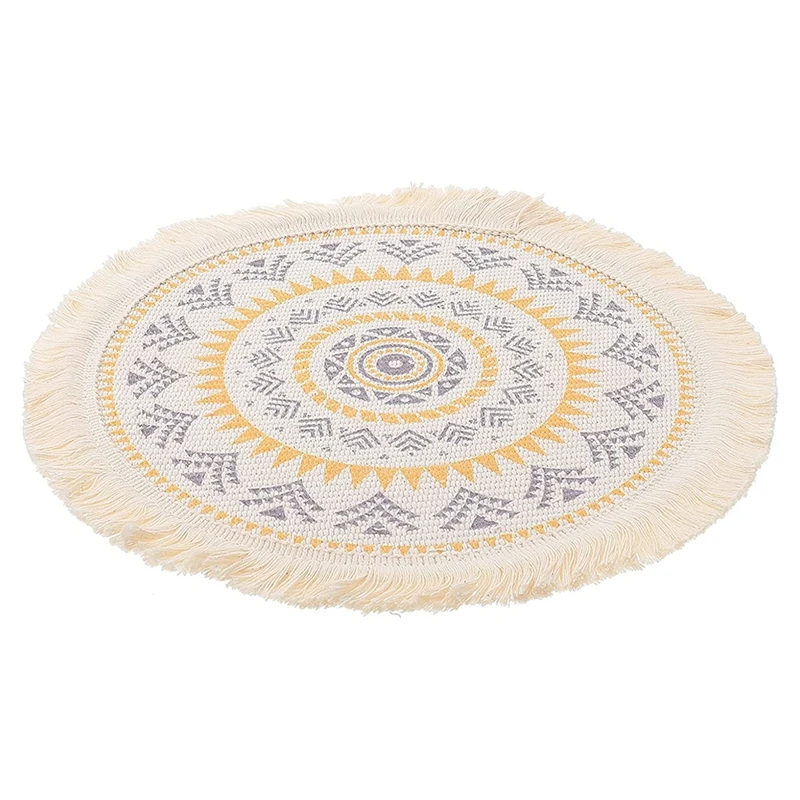 

2Pcs Christmas Table Placemat Cotton Cup Pad Mandala Style Railway Christmas Tableware Mat Table Cup Mat For Table