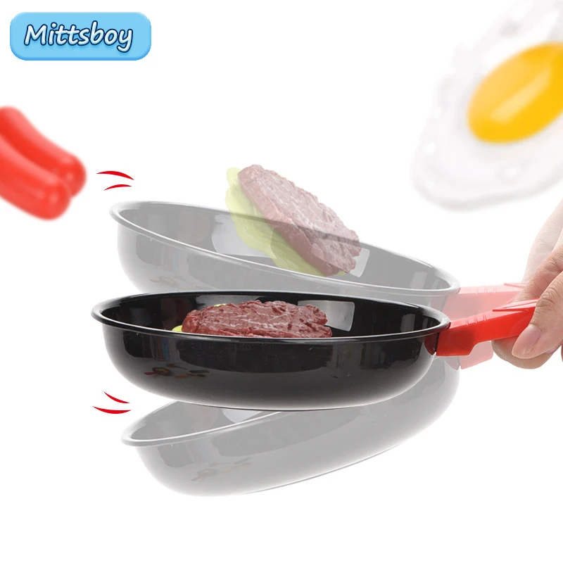 

Baby Simulation Frying Pan Steak Kitchen ABS Play House Toy Utensils Toy Side Dish Frying Pan Educational Toy for Children Gift
