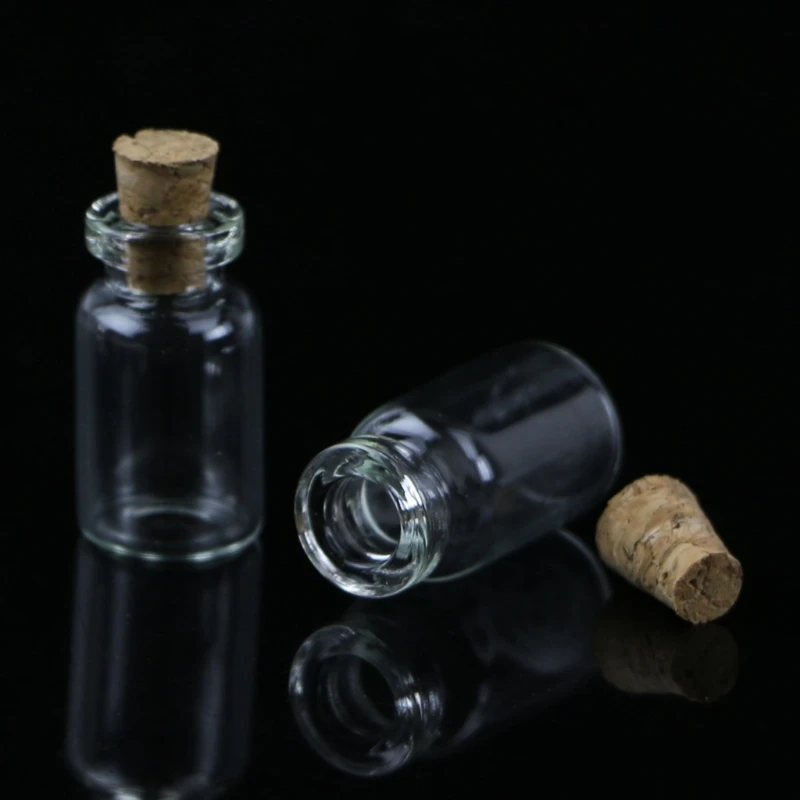 

10pcs Mini Glass Wish Bottle Vial with Cork Stopper Storage Pendant 0.5/1/2/20mL