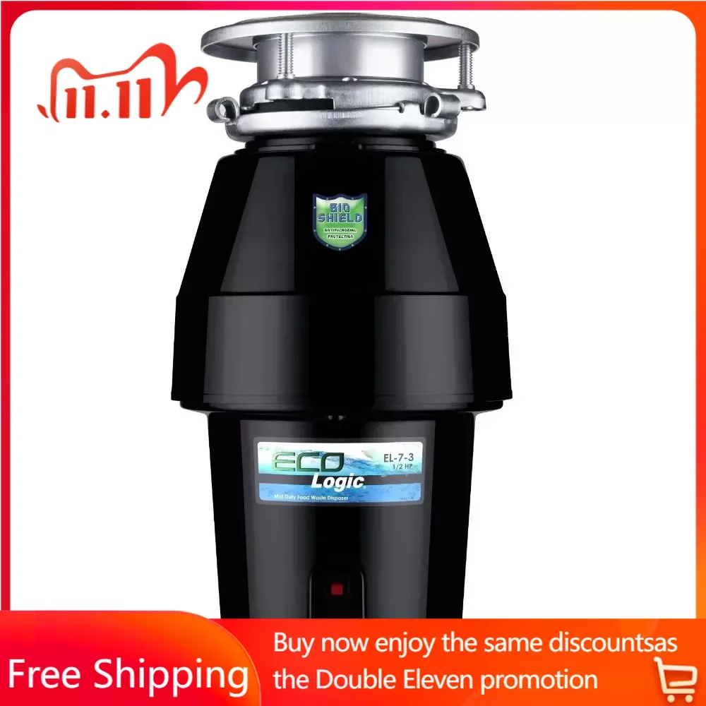 

1/2 HP Garbage Disposal With Attached Power Cord Food Residue Processor Food Waste Shredder Crusher Disposer Sink Grinder Home
