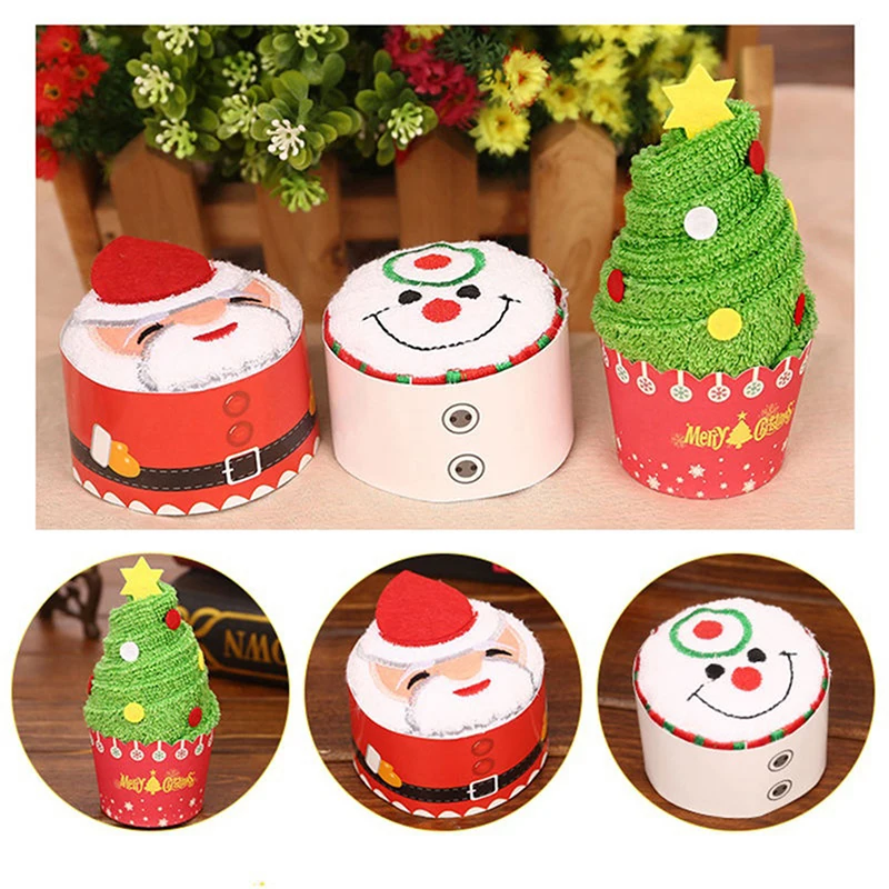 

Christmas Creative Cake Towel Xmas Cute Dishcloth Quick Drying Practical Decorative Towel Party Festival Gift