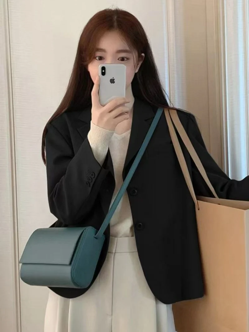 Blazers for Women 2023 Spring and Autumn Casual British Style Jacket for Women Solid Color Women Blazer