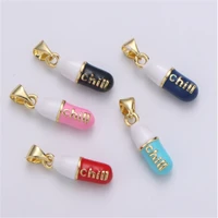 10pc chillluckhappy mix letter pill charm with word 6x24mm hope optimist jewelry pendant diy jewelry making enamel capsule
