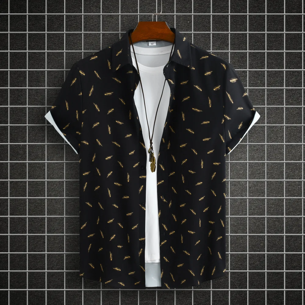 

Гавайская рубашка Aloha мужская с короткими рукавами, Повседневная пляжная сорочка с тропическим принтом, на пуговицах, лето