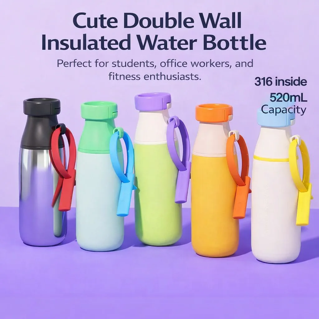 Фото Изолированная бутылка для воды — горячая/холодная в течение 6 часов, сталь SUS 316, герметичная, съемная соломинка, устойчивая к царапинам, экологически чистая
