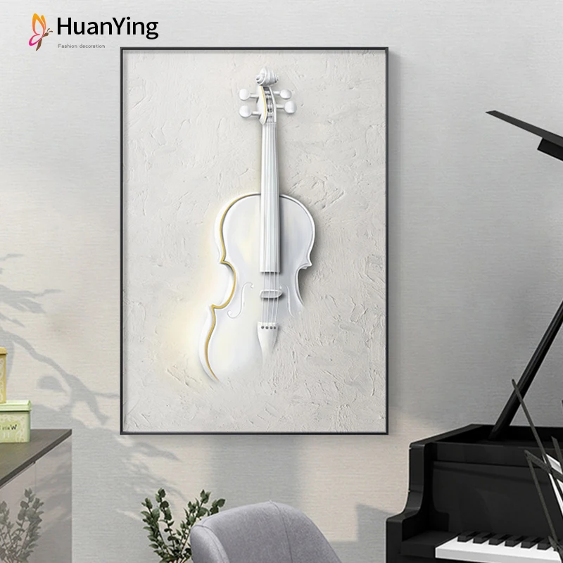 

Modern Black White Canvas Art Painting Guitar Poster Music Instrument Wall Art Pictures Print for Living Room Nordic Home Decor
