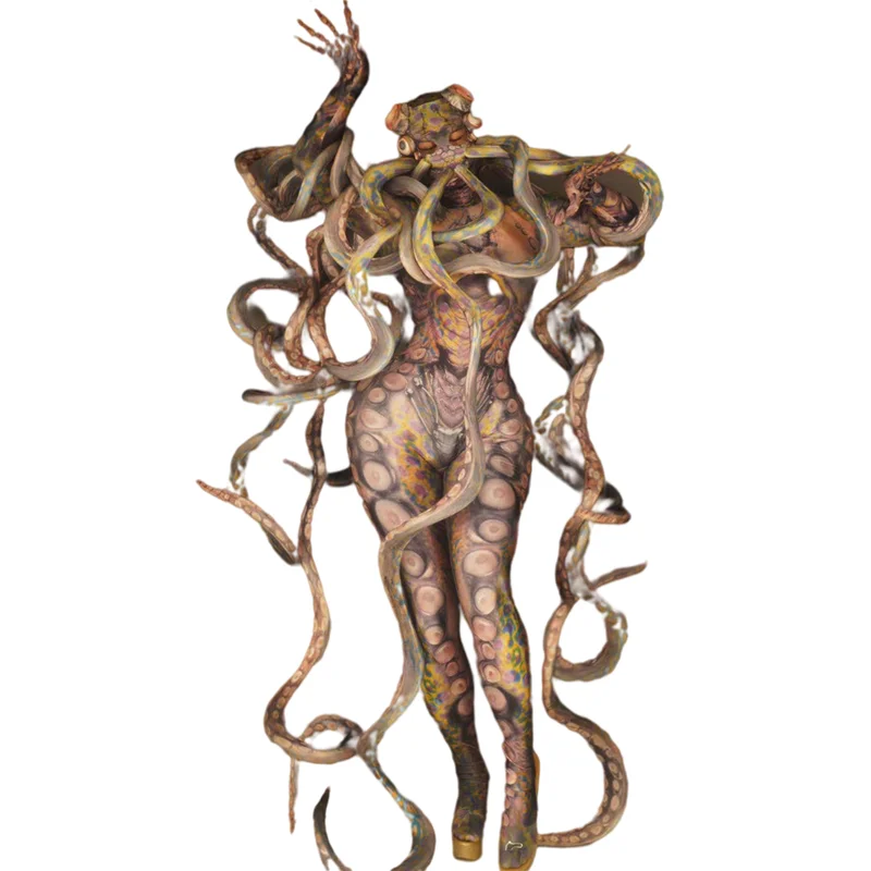 

Halloween Party Terrible Octopus Monster Cosplay Costumes Women Men Tentacle Stage Jumpsuit Adult Role Playing Dancer Bodysuit