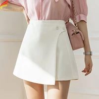 dfrcaeg 2022 summer skirt for women khaki beige or black color high waist a line irregular mini skort korean casual jupe femme