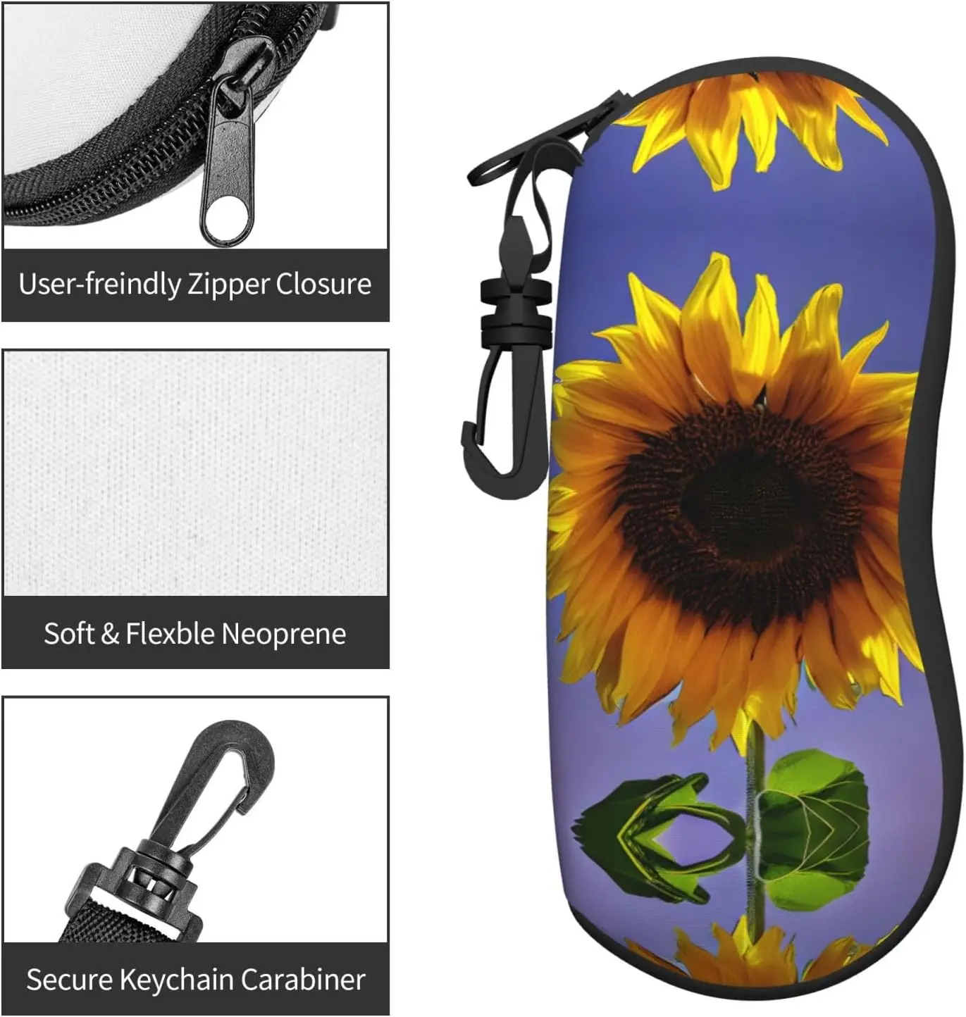 Мягкий Портативный Неопреновый Чехол для очков на молнии с зажимом ремня