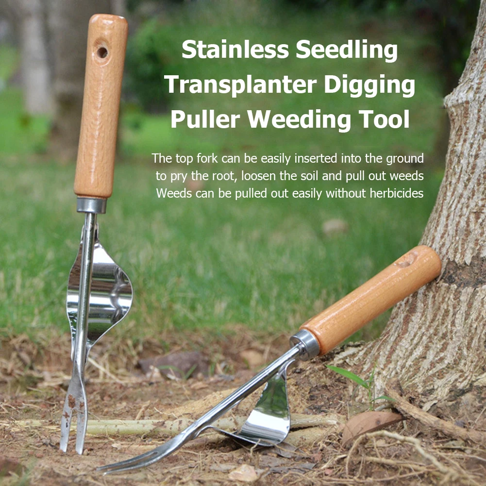 

Portable Garden Weeder Fork Hand Weeding Removal Cutter Dandelion Digger Puller Tools Wooden Handle Gardening Tools