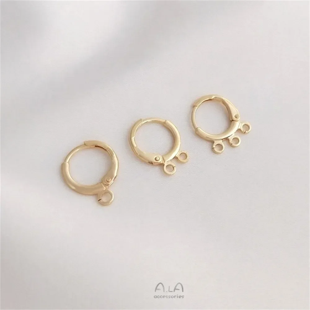 Позолоченный круглый зажим для ушей 14 карат с кольцом европейская пряжка серьги