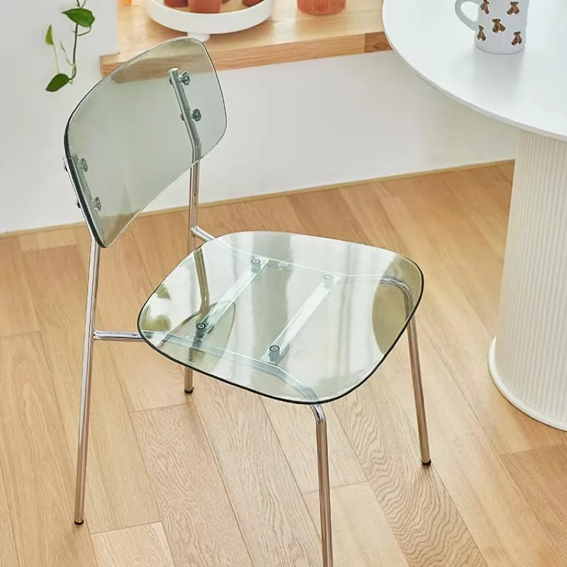 

Домашняя спальня Железный искусство прозрачный стул простой макияж молочный чай магазин отдых спинка Хрустальный обеденный шезлонг