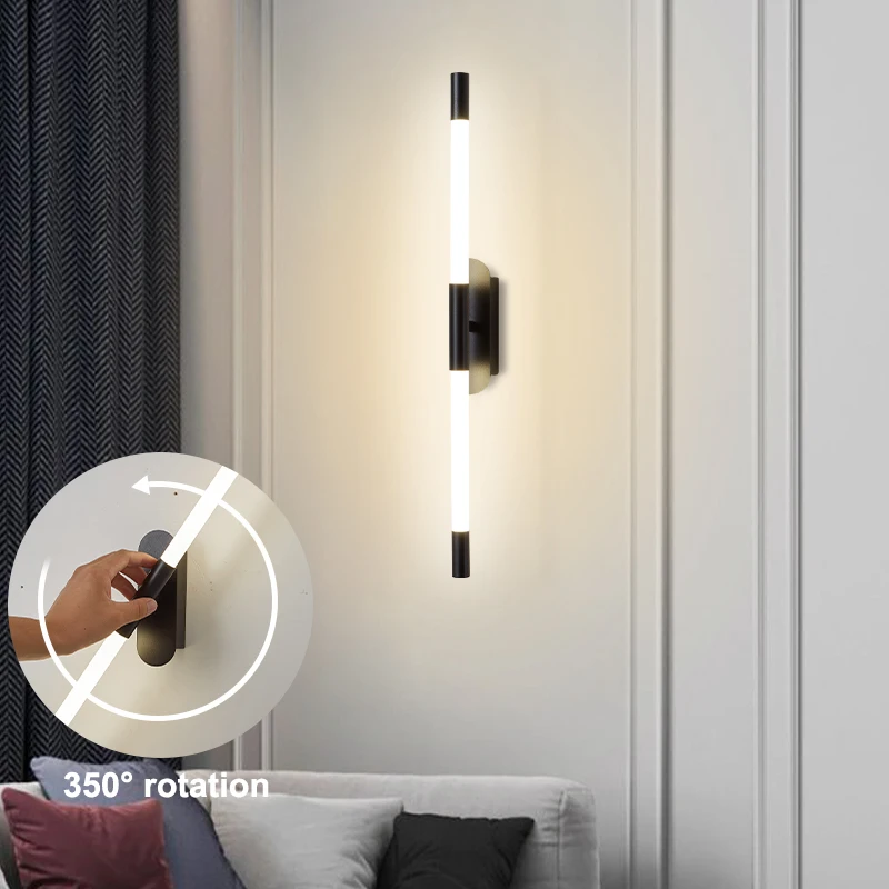 

Indoor Rotatable Led Wall Light Gold Long Wall Lamp decor for bedroom Sofa Background Modern Fixture Wall Sconce Light