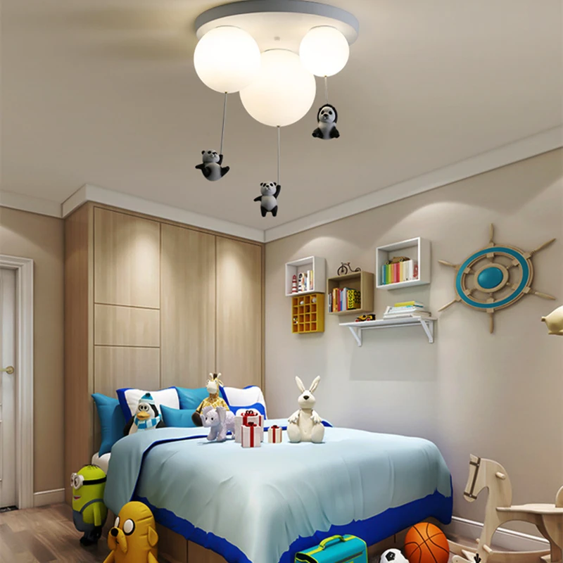 LED chandelier children's room bedroom lamp creative panda balloon LED ceiling lamp chandelier