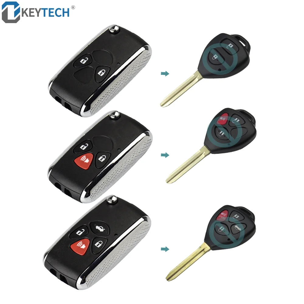 

OkeyTech Modified Flip Remote Car Key Shell Fob Case 2/3/4 Buttons For Toyota Prado Camry Avalon Corolla Matrix TOY43 Blade