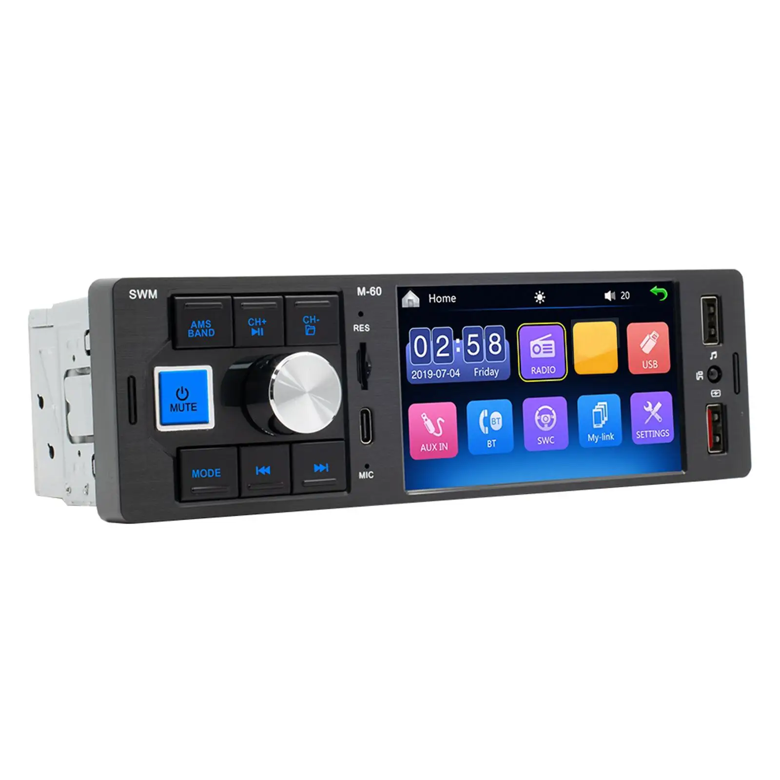 

4" Car Radio Player Large Touch Screen AUX Input USB Port