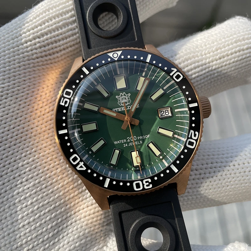 STEELDIVE Мужские дайверские часы Cusn8 Бронзовые роскошные автоматические 200 м