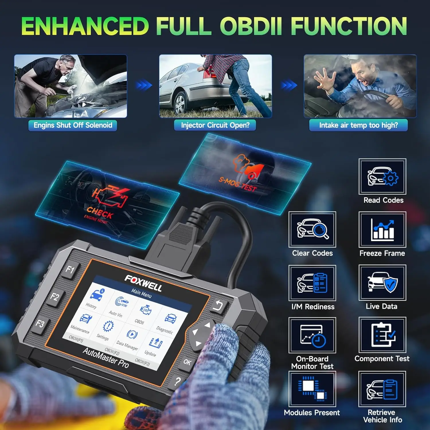 Сканер FOXWELL NT614 Elite OBD2 ABS SRS считыватель кодов двигателя SAS EPB масло светильник 5