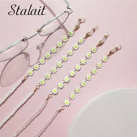 cute daisy flower pearl mask chain beaded acrylic jewelry crystal sunglasses chain necklace earphone hanging eyeglass chain