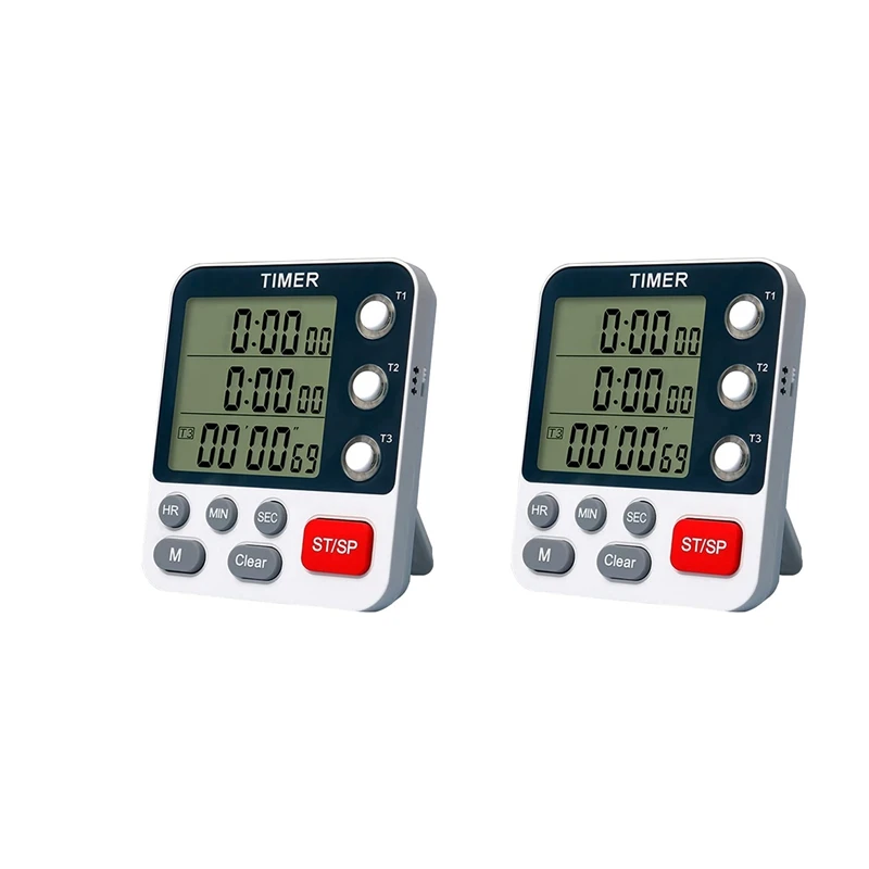 

2X Digital Dual Kitchen Timer,3 Channels Count UP/Down Timer,Cooking Timer,Large Display,Loud Volume Alarm And Flashing