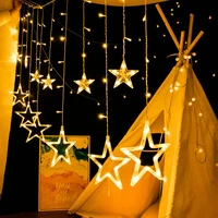christmas led star moon fairy curtain lights garland christmas decorations for home festoon room window decor new year 2023