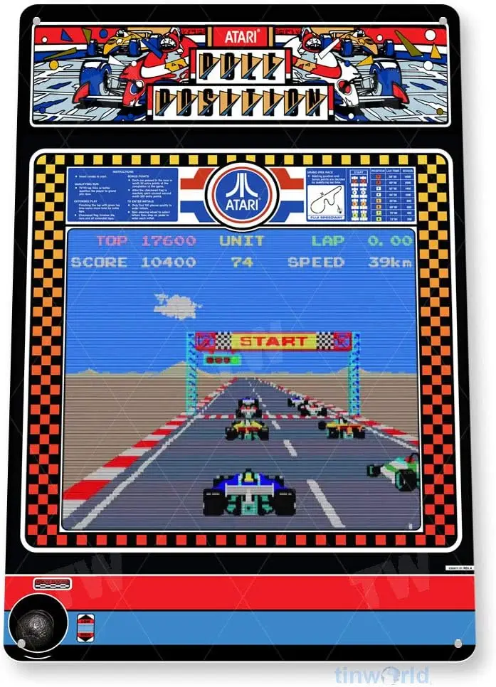 Полюс Poston Clssc Retro Rcng rcde Gme Mrquee Console — 8 x 12 дюймов Tn Metl Sgn