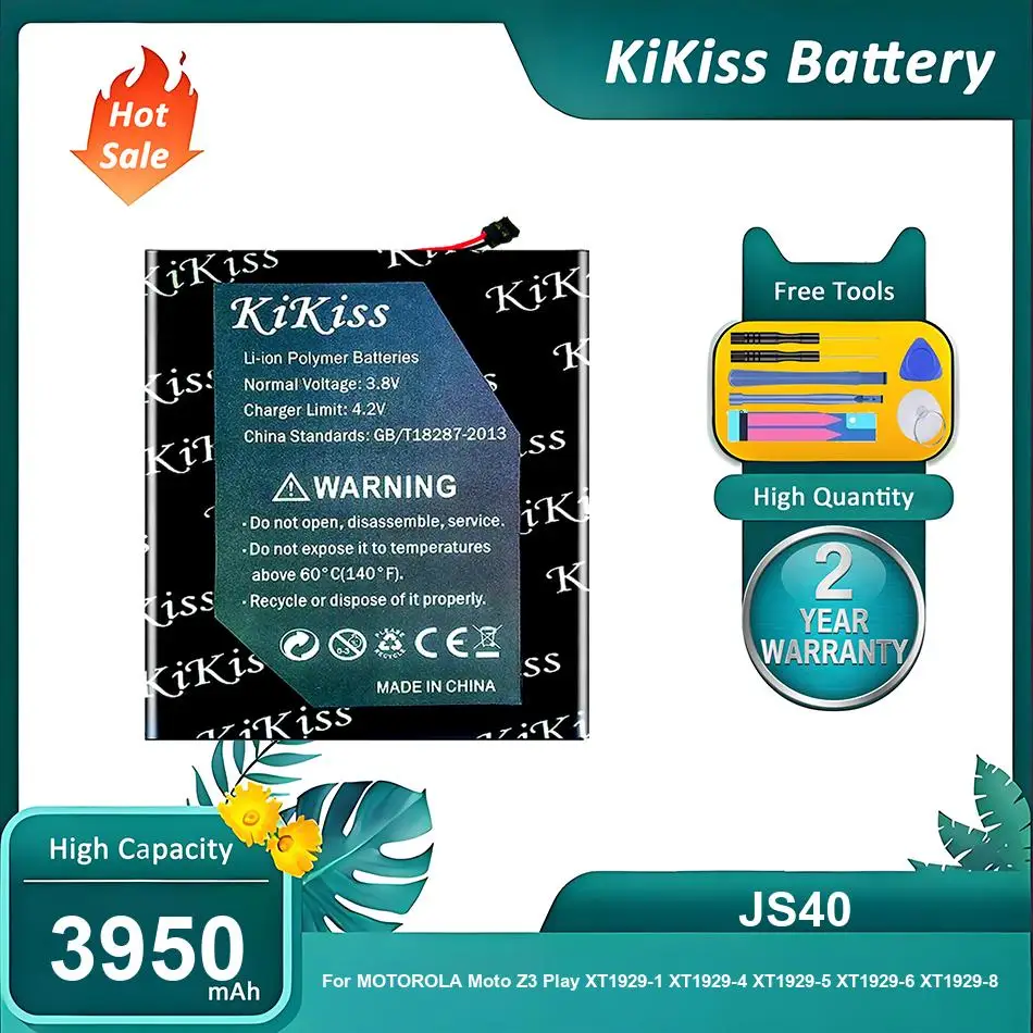 Фото Аккумулятор KiKiss для MOTOROLA Moto Z3 Play XT1929-1 XT1929-4 XT1929-5 XT1929-6 XT1929-8, JS40, 3950 мАч №1