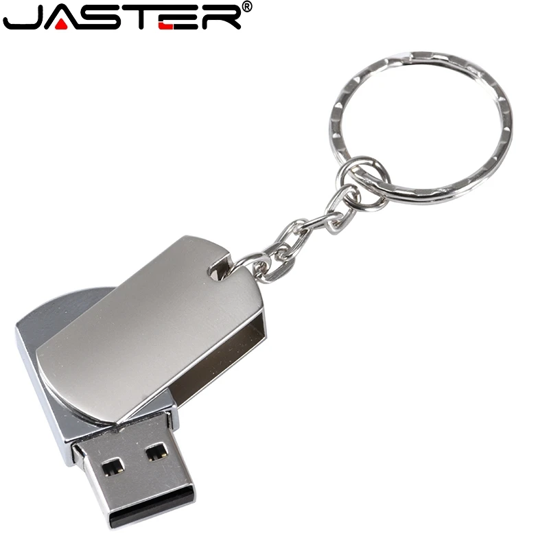 

JASTER Metal Silver USB Flash Drives 128GB Rotatable USB Stick 64GB 32GB 16GB Free Custom Logo Pen Drive 8GB 4GB Creative Gift