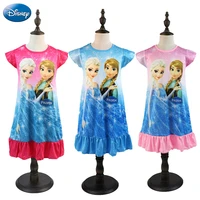 disney frozen anna elsa dress girl nightdress summer kids cartoon pajamas children short sleeve clothes princess dress sleepwear