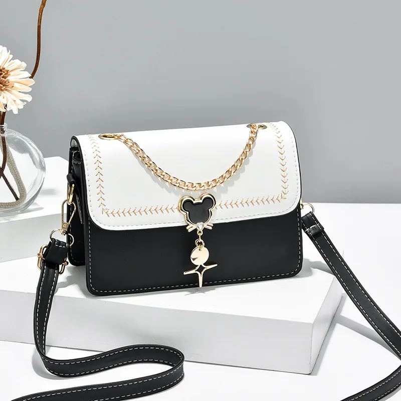 Disney Purse Women's Shoulder Bag for Girl with Chain Mickey Mouse Pendant Cartoon Crossbody Bag Luxury Birthday Gift