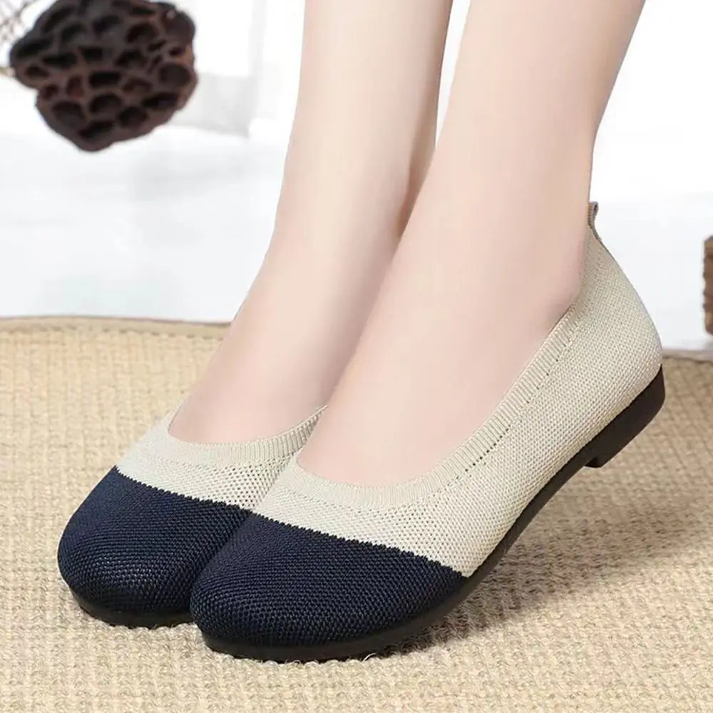 

Лоферы женские с круглым носком, дышащие вязаные туфли-лоферы, без каблука, для весны, cx812