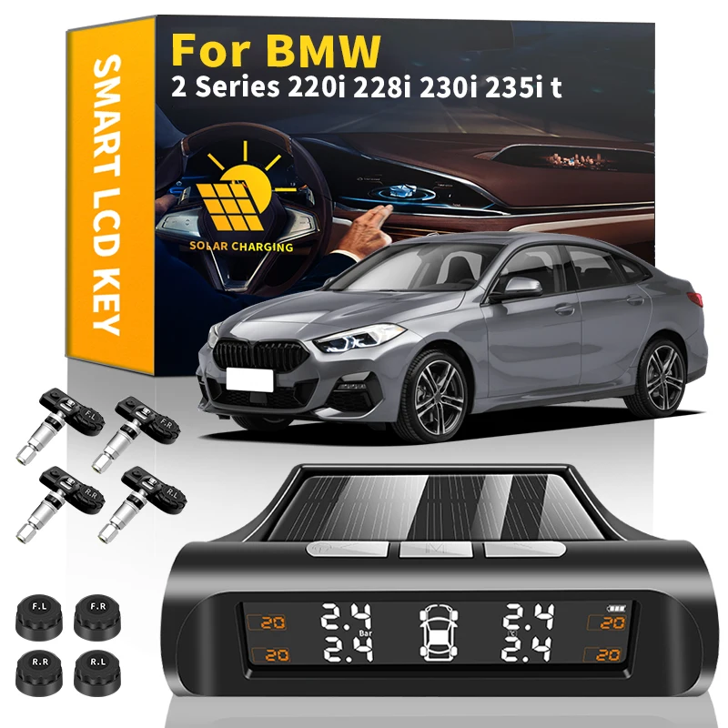 

Smart Car TPMS Tire Pressure Monitoring System Solar Power Digital LCD Display For BMW F45 F23 F22 F87 F46 220i 228i 230i 235i