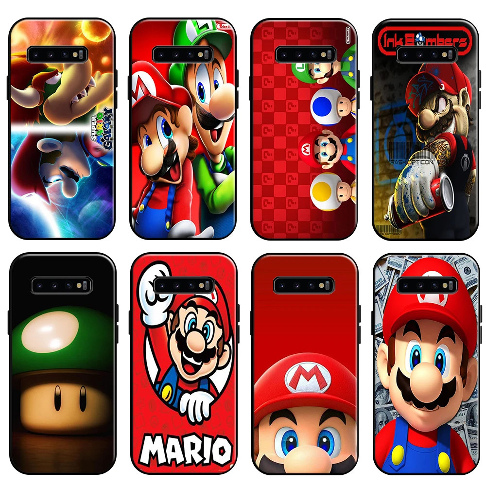 

Cute Super Mario Bros Phone Case For Samsung Galaxy S10 5G S10E S10 Lite S10 Plus Funda Back Soft Liquid Silicon Carcasa Black
