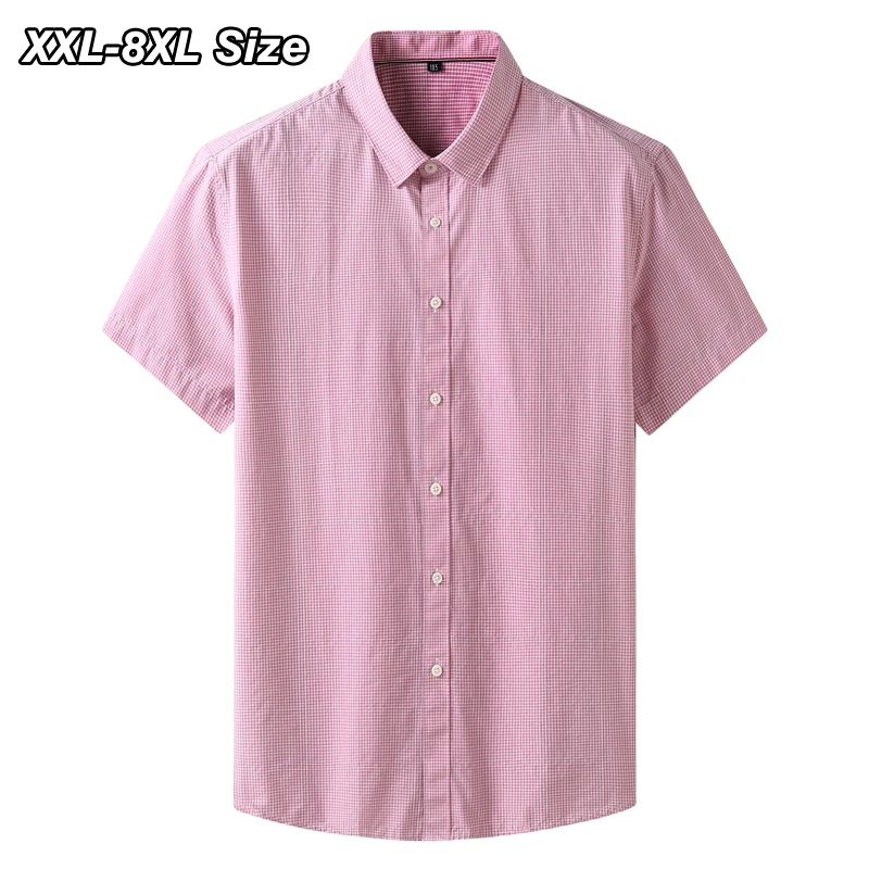 

Brand Men's Cotton Short Sleeve Shirt 7XL 8XL Comfortable Casual Business Plaid Baggy Shirts Dress Plus Size Summer Male Clothes