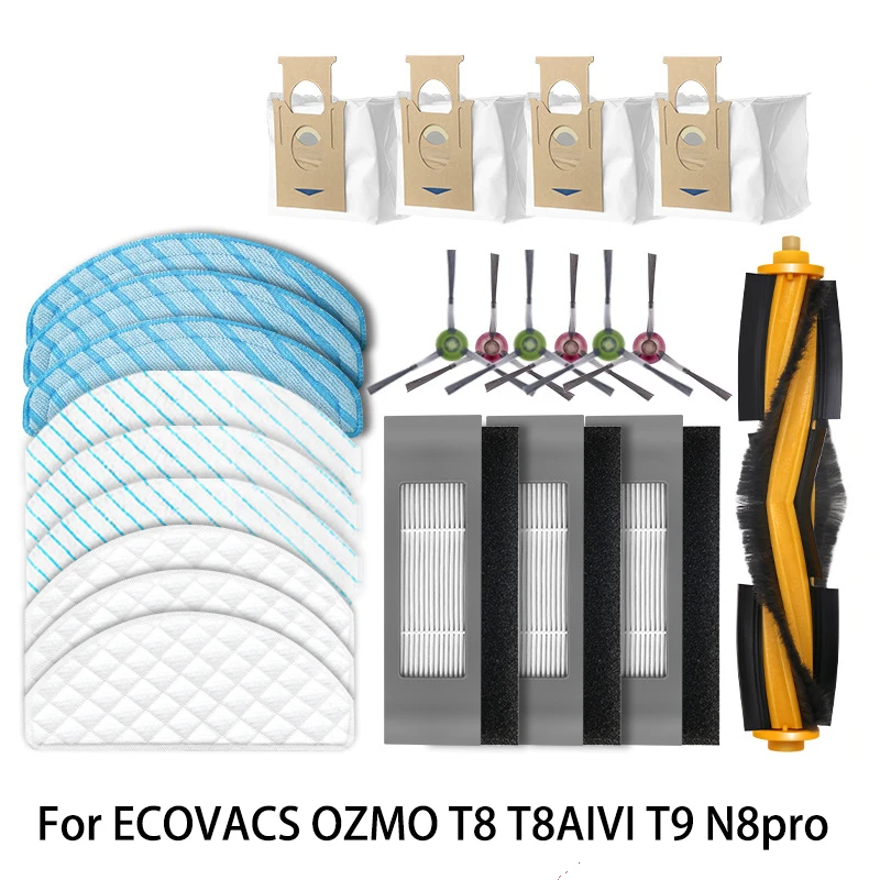 

Hepa Filter Mop Pads Main Brush Side Brush Roller Cover Suit for ECOVACS DEEBOT T9 T9 AIVI T8 AIVI Vacuum Cleaner Robot