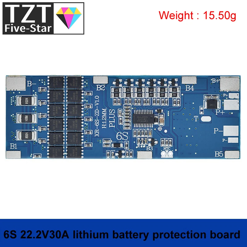 TZT 6S BMS 10A 20A 30A 22 2 V Защитная плата для зарядки литий-ионного аккумулятора 18650 с