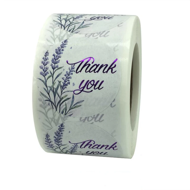 1.5Inch Blue Lavender Labels Thank You Stickers Decoration Paper Scrapbooking Sticker Sealing Stationery Supply 50PCS