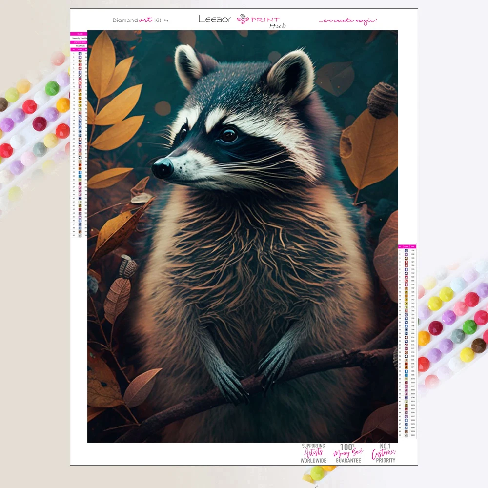 

Алмазная живопись с рисунком енота, креативный Набор для вышивки крестиком с животными, 5D Алмазная поделка для домашнего декора