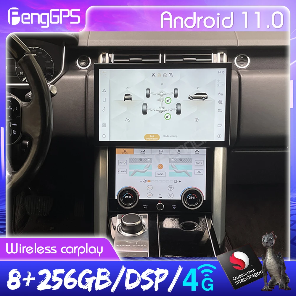 

13,3 дюймовый Android 12,0 для Land Rover Range Rover 2014 + Автомобильное стерео радио, мультимедийный плеер, GPS-навигация, головка DSP Carplay
