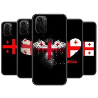 georgia flag phone case for xiaomi redmi poco f1 f2 f3 x3 pro m3 9c 10t lite nfc black cover silicone back prett mi 10 ultra cov