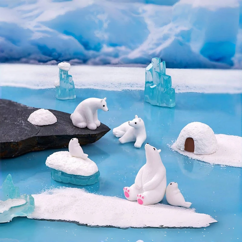 1 шт. имитация миниатюрного ледника белого медведя печать кукла украшение