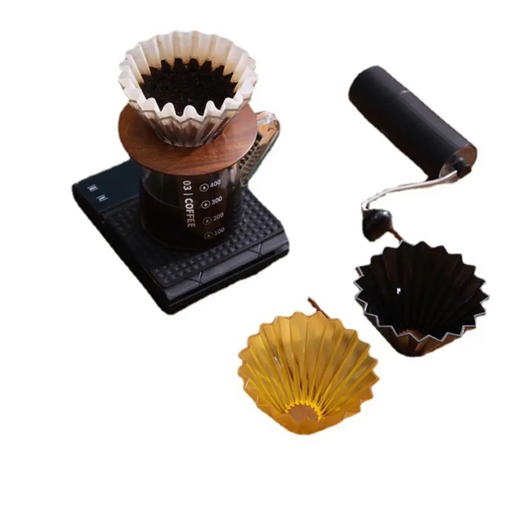 

Hand Brewed Coffee Resin Origami Filter Cup Coffee Set V60 Cake Drip Filter Cup Reusable Coffee Filter Coffeeware Kitchen Tools