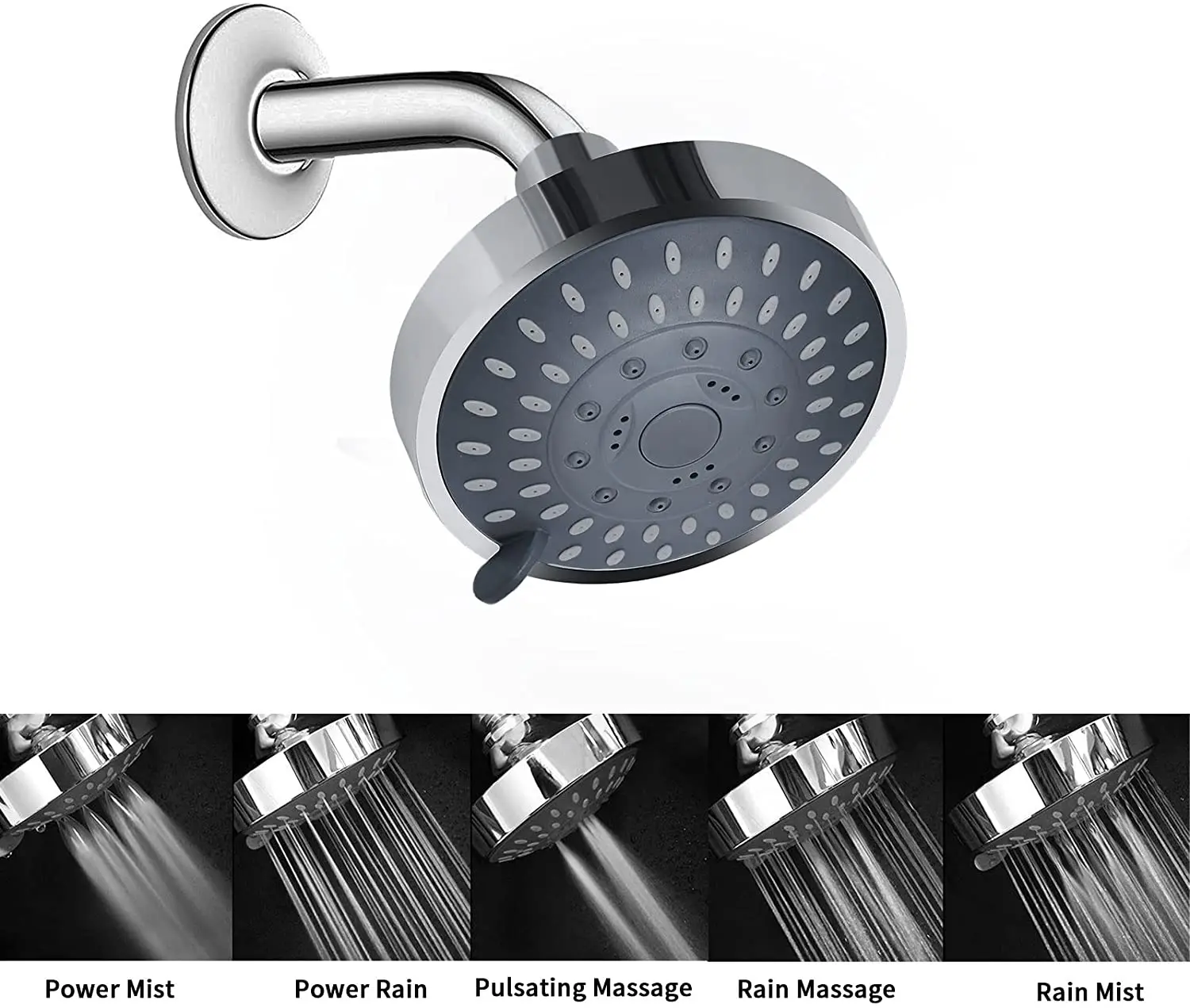 

Zloog Ceiling Wall Mounted 5 Modes Adjustable Shower Head High Pressure Top Showers Rainfall Showerhead Bathroom Accessories