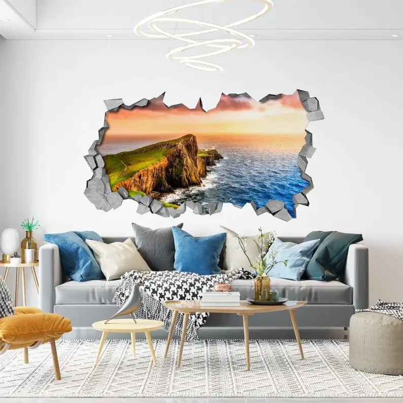 

Sunset Cliff - 3d Wall Art - Broken Wall - 3d Wall Stickers - Wall Sticker - Wall Decal - 3d Wallpaper - 3d wall decals - SKU: S