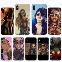 bad girl with sunglasses tattoo hard phone case for iphone 12 mini 13 pro xs max 11 se mobile shell 5s 6s xr 10 x 7 8 plus cover