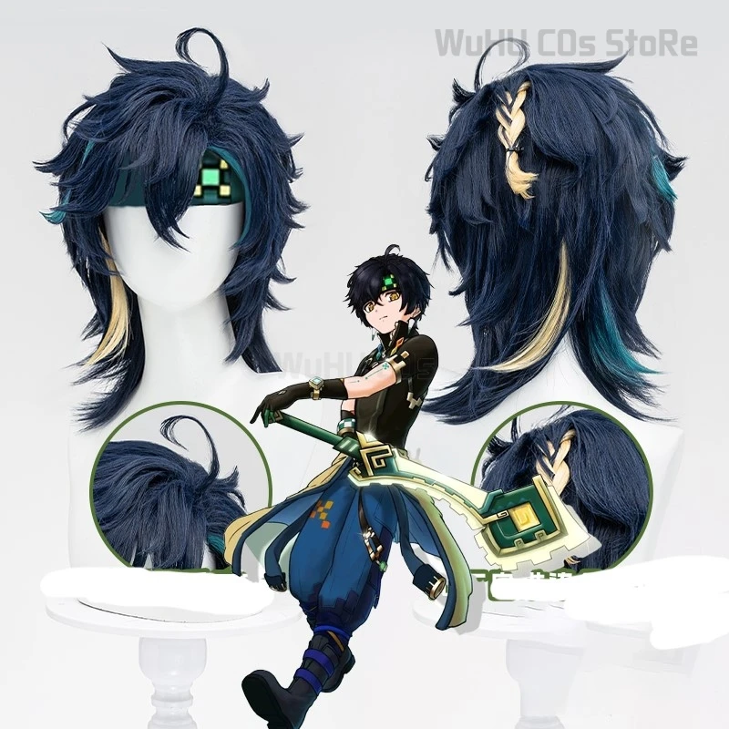 Парик для косплея Genshin Impact Kinichi цветные подходящие челки два цвета короткие